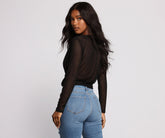 Sheer Glam Tie Front Top Ins Street